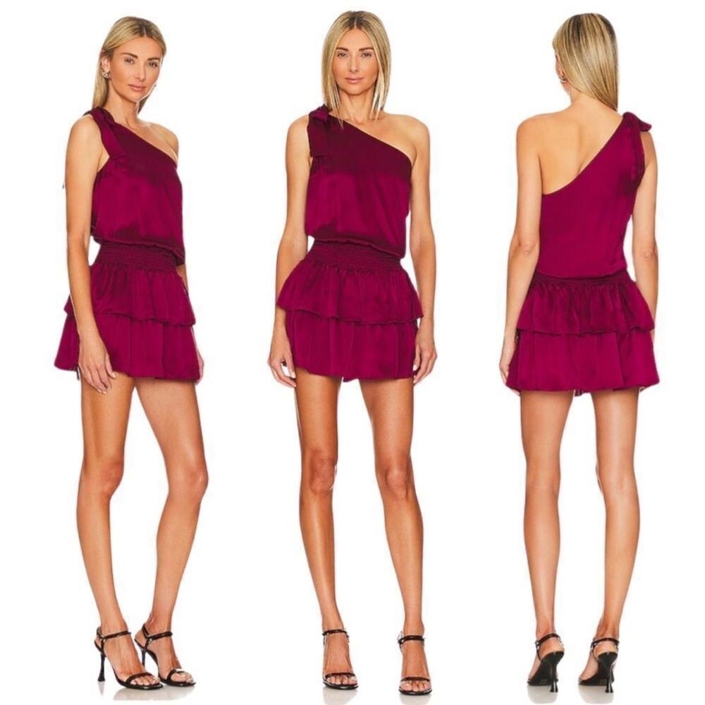 Amanda Uprichard Smocked Silk One Sholder Dress Size Small